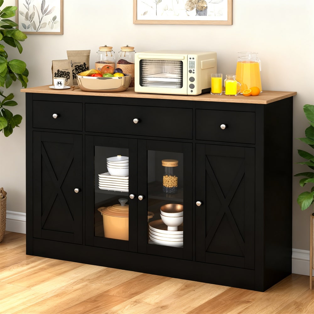 Sideboard Buffet Kitchen Cabinet With Storage Drawers And Doors_voghion.com